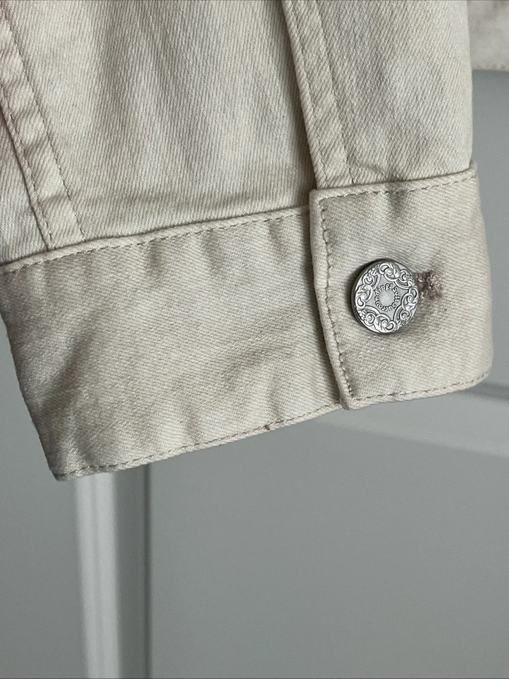 Soft Surroundings Cream Denim Jean Jacket EUC